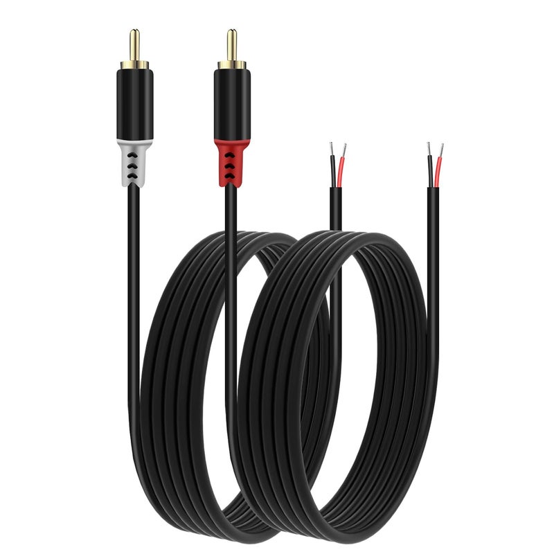 caojunzhen RCA to Speaker Wire Adapter, 2 Bare Wire Speaker Cables to RCA Plug Adapter for Audio Video AV Receiver TV Subwoofer - 20AWG, 9.8ft - Image 1
